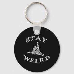Stay Weird Gothic Skeleton Hand Shaka Keychain