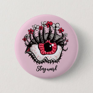 Stay Weird Horror Pastel Goth Eye Macabre Pink 2 Inch Round Button