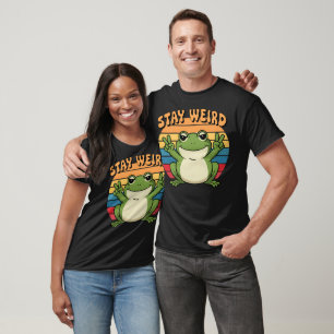 Stay Weird Retro Frog Design Cute Cartoon T-Shirt
