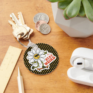 Stay Weird Skateboarding Daisy Keychain