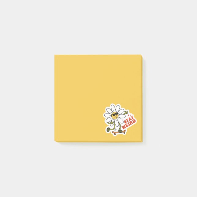 Stay Weird Skateboarding Daisy Post-it Notes (Front)