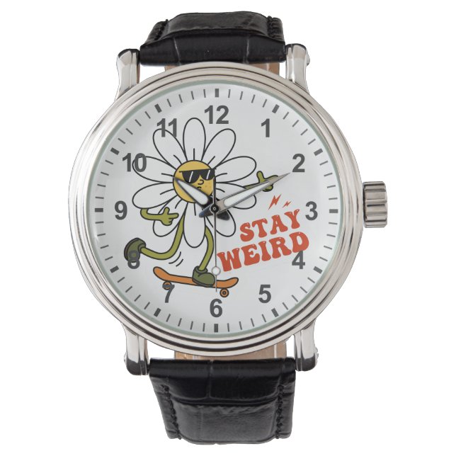 Stay Weird Skateboarding Daisy Watch (Front)