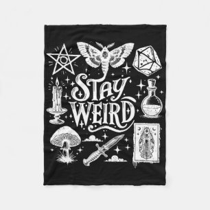 Stay Weird Witchy Vibes Witch Spooky Season Happy Fleece Blanket