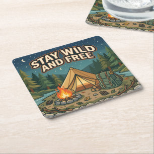 Stay Wild And Free Square Paper Coaster