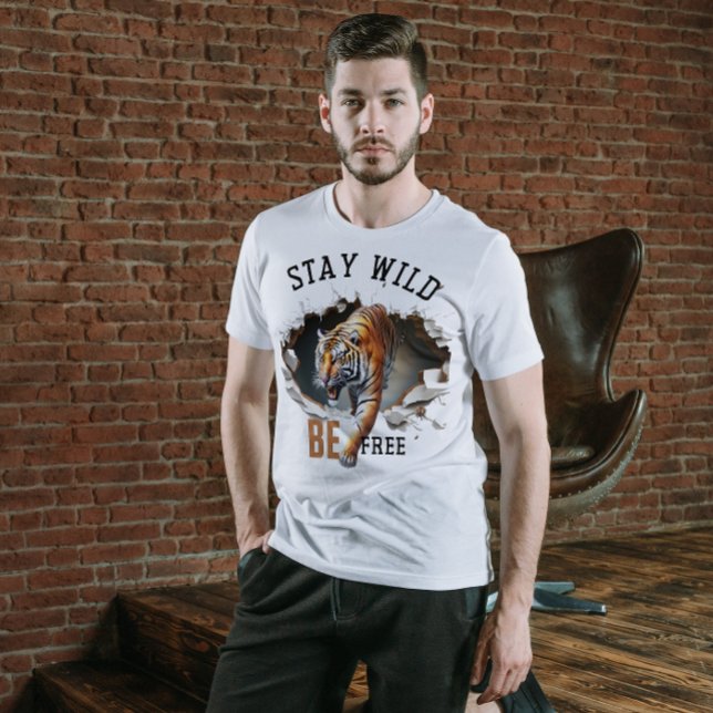 STAY WILD BE FREE LEOPERD BRAVE MEN GRAPHICT-Shirt T-Shirt (Creator Uploaded)