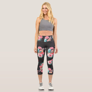 Stay Wild Bloom and Grow Pink Floral Motivational Capri Leggings