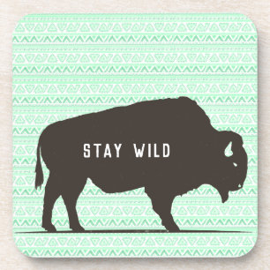 Stay Wild Boho Buffalo Customizable Coaster