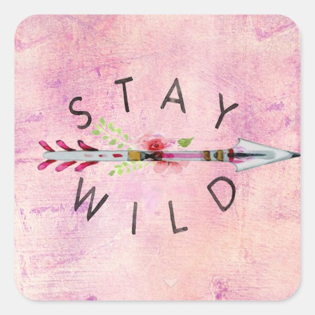 Stay Wild Boho Style Art >> Pink >> Roses >> Gypsy Square Sticker (Front)