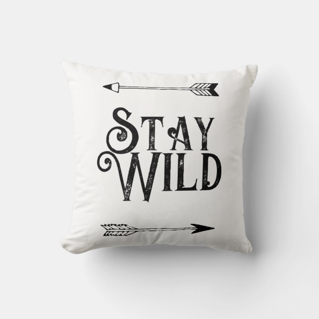 Stay wild boho throw pillow (Front)