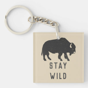 Stay Wild Buffalo Silhouette Keychain