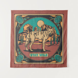Stay Wild Coyote Tapestry