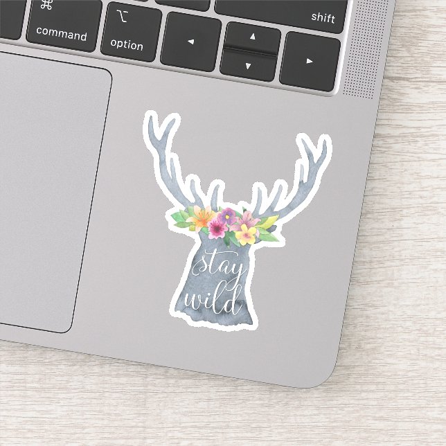 Stay Wild | Cute Deer Antlers Flower Crown Quote (Detail)