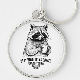 Stay Wild Drink Coffee Raccoon Customizable Keychain