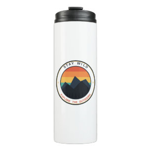 Stay Wild Explore The Outdoors Retro Mountain Suns Thermal Tumbler