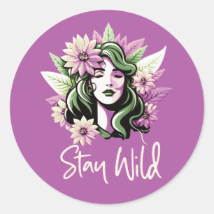Stay Wild Flower Child Classic Round Sticker