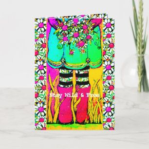 Stay Wild & Free Rain boots and Cheerful Greeting Card