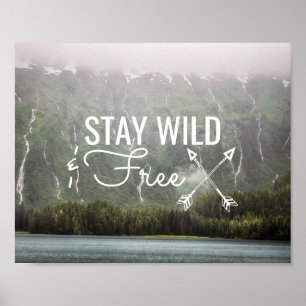 Stay Wild & Free - Waterfalls in Alaska   Poster