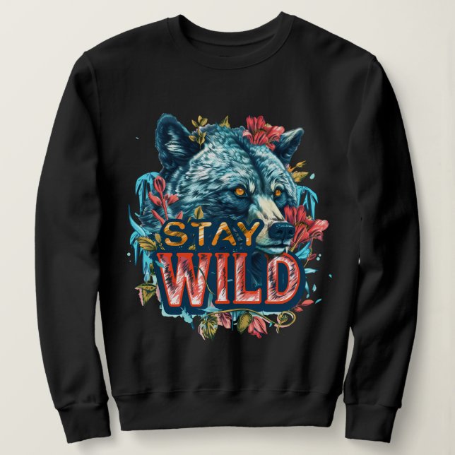 Stay Wild Grizzly Bear Graphic Tee (Design Front)