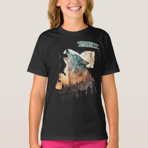 "Stay Wild" Howling Wolf Customizable Girl's T-Shirt