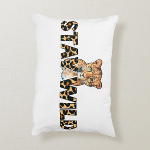 Stay Wild Leopard Print with Cheetah Head  Accent Pillow