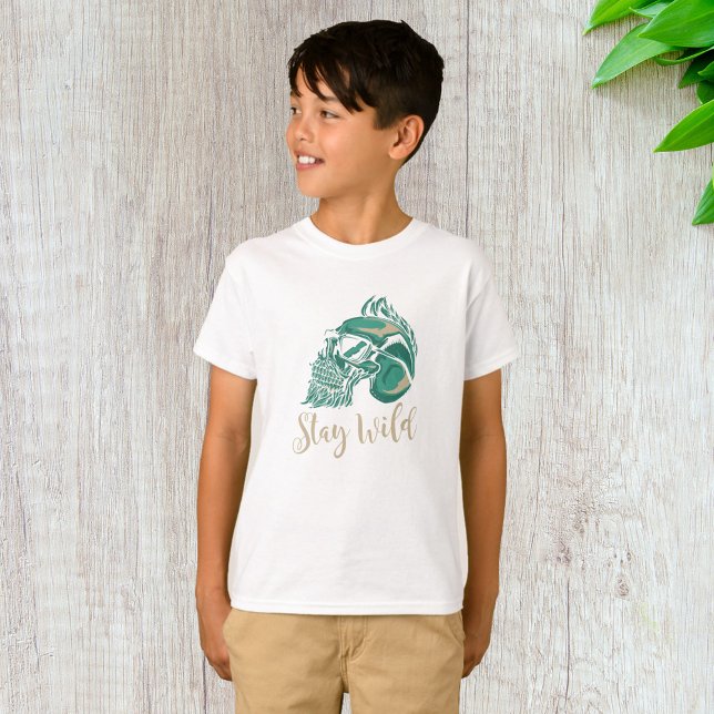 Stay Wild Modern Bearded Skull T-Shirt (Creator Uploaded)