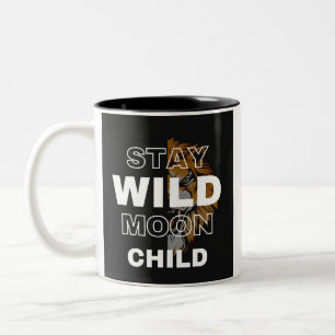 Stay Wild Moon Child   Boho Celestial Design  Two-Tone Coffee Mug