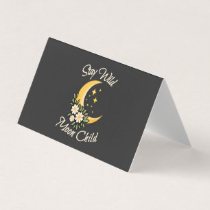Stay Wild Moon Child   Boho Crescent Moon with Dai Business Card