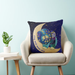 STAY WILD MOON CHILD Chow dog napkins Throw Pillow