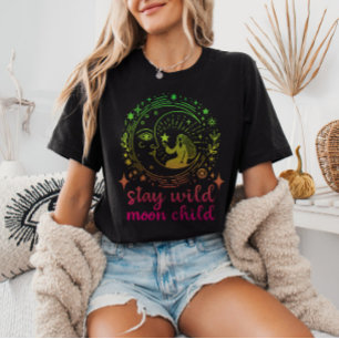 Stay Wild Moon Child Gradient Celestial Witchy  T-Shirt