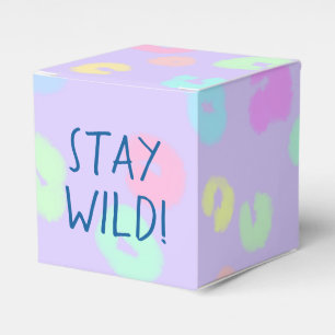 "Stay Wild!" Pastel Rainbow Leopard Print Favor Box