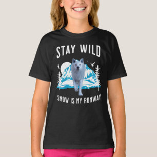 Stay Wild Snow Is My Runway Wolf Art T-Shirt
