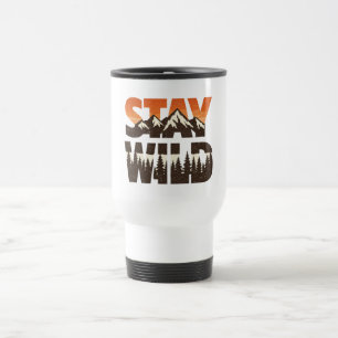 Stay Wild Vintage Mountain Forest Adventure Travel Mug