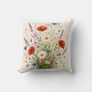 Stay Wild   Vintage Wild Herbs Botanical Design Throw Pillow