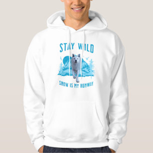 Stay Wild White Wolf Snow Runway Hoodie