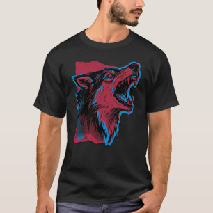 Stay Wild Wolf Shirt – Cyberpunk Neon Wolf & Skull