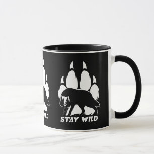 Stay Wild - Wolf silhouette and footprint Mug