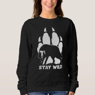 Stay Wild - Wolf silhouette and footprint Sweatshirt