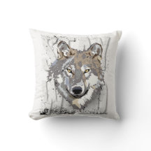 Stay Wild Wolf Throw Pillow–Rustic Wildlife Decor