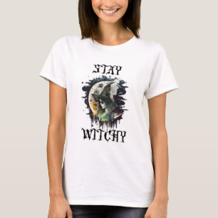 Stay Witchy   Halloween Witch and Full Moon T-Shirt