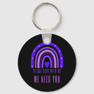 Stay With Us Rainbow 988 Suicide Prevention Keychain