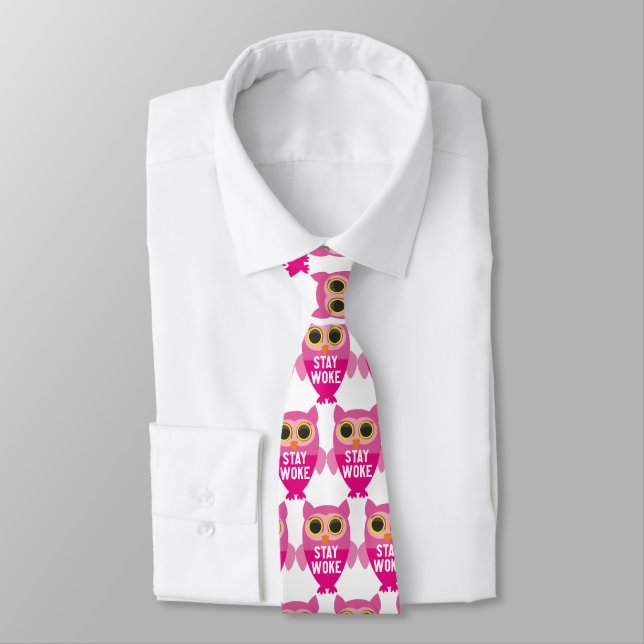  Stay woke owl Tie (Tied)