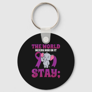 Stay World Needs You Elephant 988 Suicide Preventi Keychain