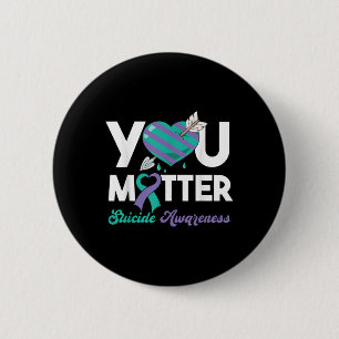 Stay You Purple Teal Heart Suicide Awareness 2 Inch Round Button