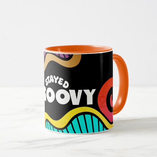 Stayed groovy hippie 60s designy doodle mug (Front Right)