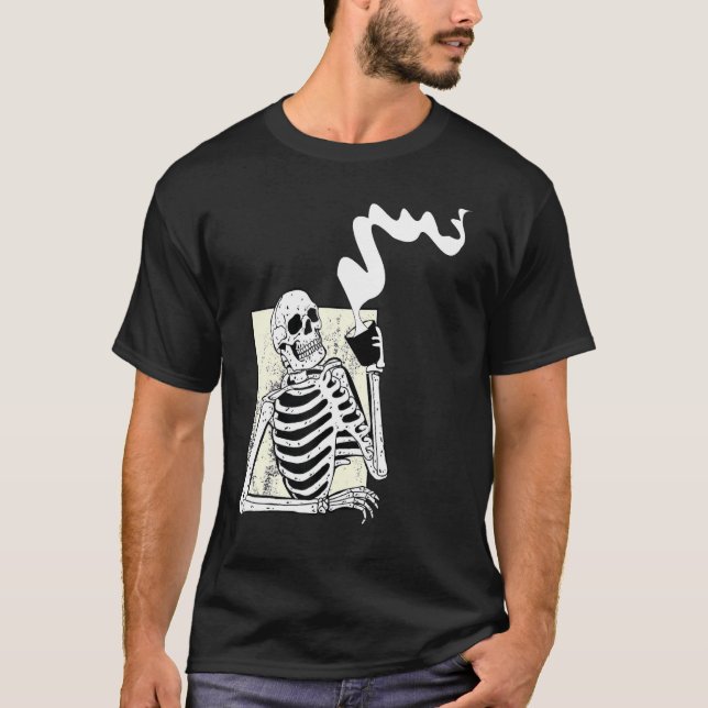 Staying Alive Skeleton Drink Coffee Funny Skeleton T-Shirt (Front)