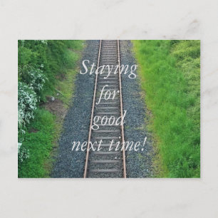 Staying for good next time! Train Track Railway Postcard