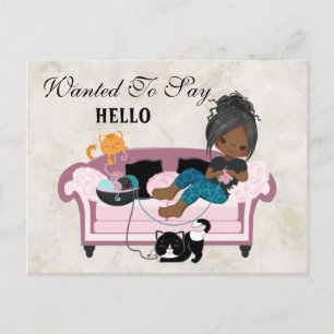 Staying Home Knitting Postcard