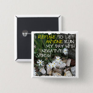 Staying Positive Text With White Daisies 2 Inch Square Button