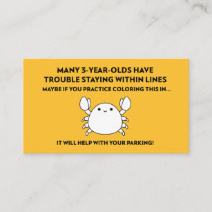 Staying Within Lines Colouring Crab Bad Parking Business Card