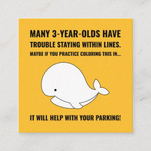 Staying Within Lines Colouring Whale Bad Parking Square Business Card